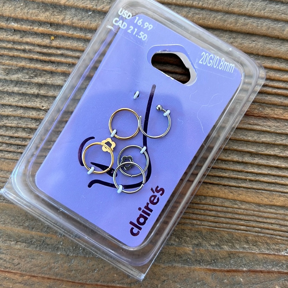 Claire’s New Nose Stainless Piercing Hoops 20G .8mm